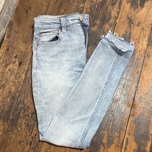 pistola Light Wash Frayed Ankle Skinny Jeans